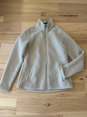 Eddie Bauer Women's Sherpa Zip-Up Fleece Jacket Oatmeal Off-White Size Small